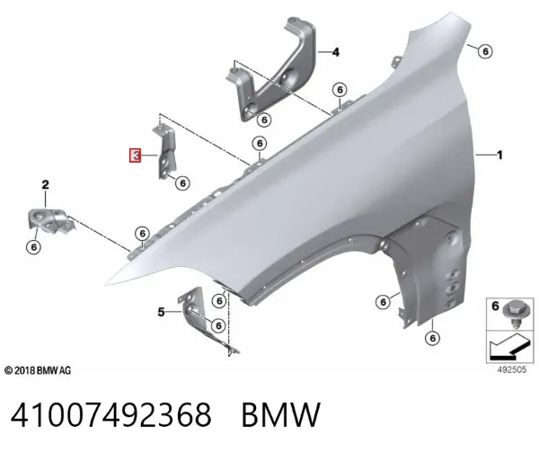 Soporte de aleta trasera 41007492368 BMW
