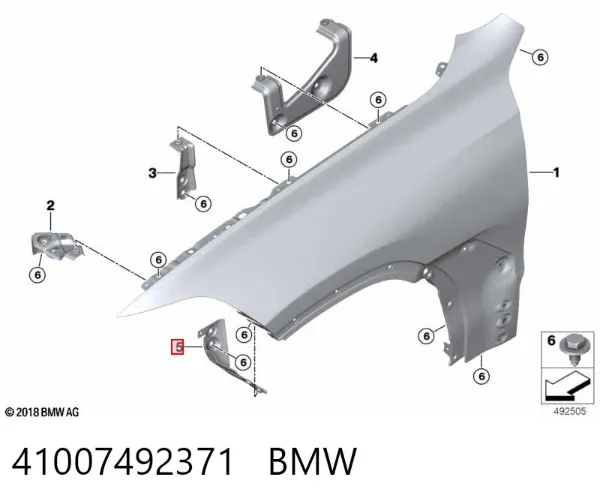 Soporte de aleta trasera 41007492371 BMW