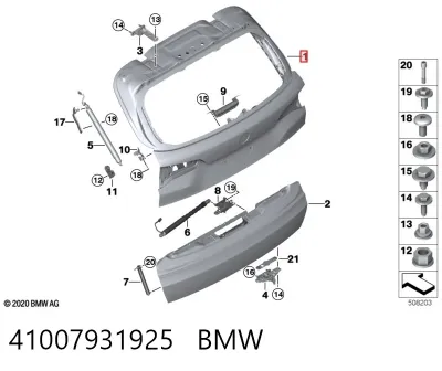 Puerta trasera del maletero (portón trasero) BMW 41007931925