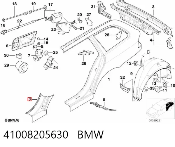 Aleta trasera derecha 41008205630 BMW