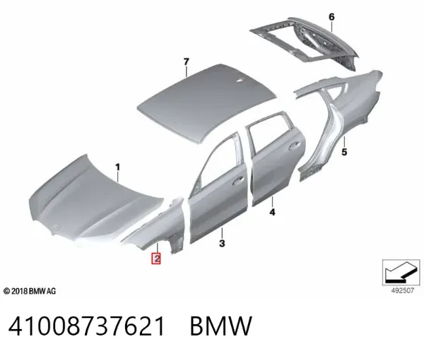 Aleta delantera izquierda 41008737621 BMW