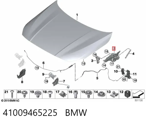 Bisagra izquierda del capó 41009465225 BMW