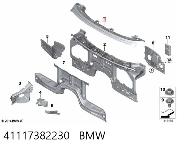 Soporte de radiador superior 41117382230 BMW