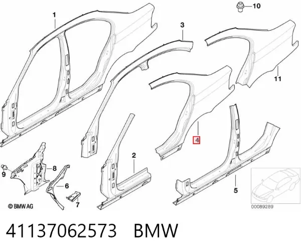 Aleta trasera izquierda 41137062573 BMW