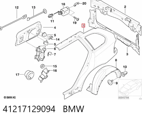Aleta trasera derecha 41217129094 BMW