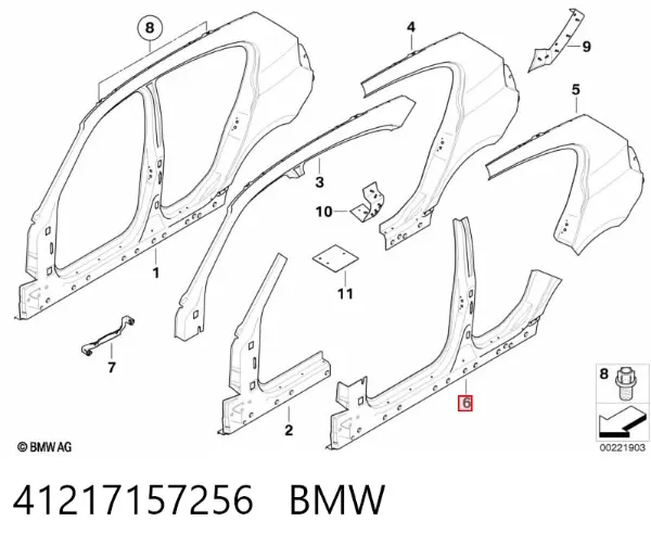 Umbral de puerta, derecha BMW 1 E81