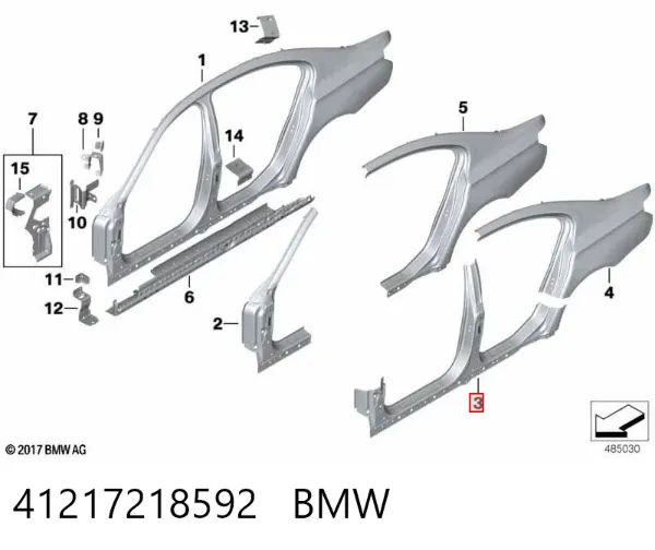 Umbral de puerta, derecha BMW 7 F01, F02, F03, F04