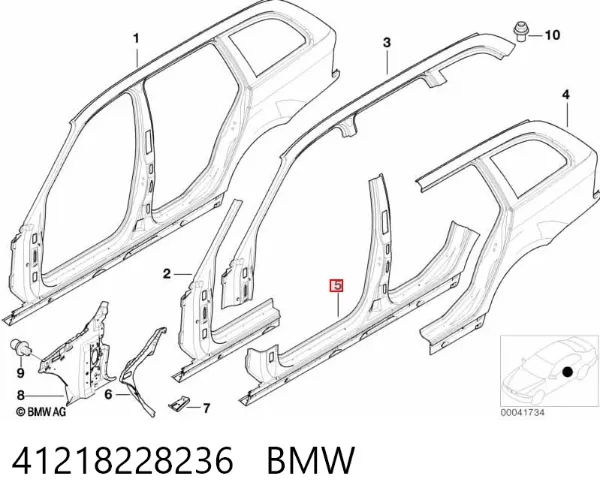 Umbral de puerta, derecha BMW 3 E46