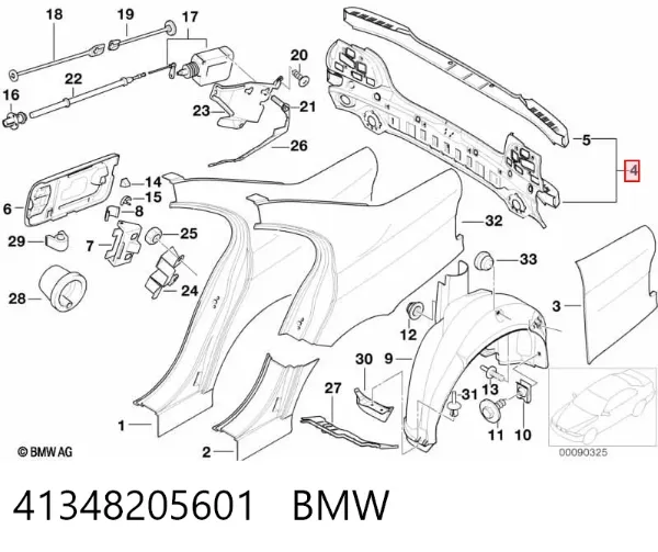 Panel del maletero trasero 41348205601 BMW