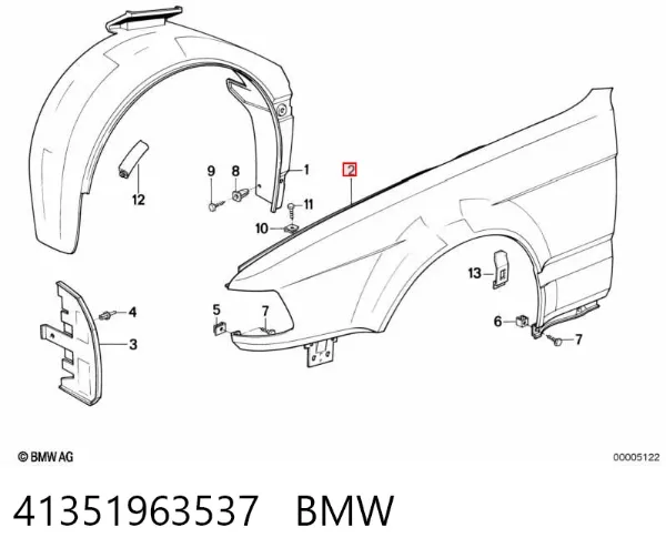 Aleta delantera izquierda BMW 7 E32