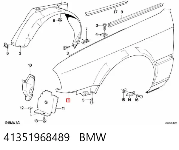 Aleta delantera izquierda 41351968489 BMW