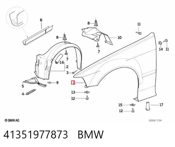 Aleta delantera izquierda 41351977873 BMW