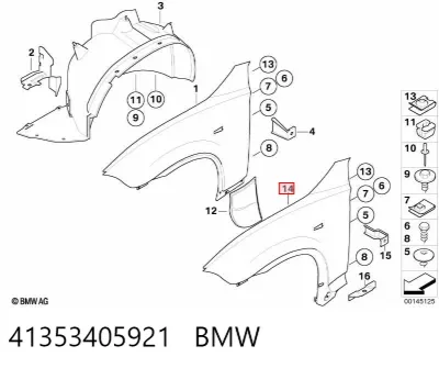 Aleta delantera izquierda BMW 41353405921