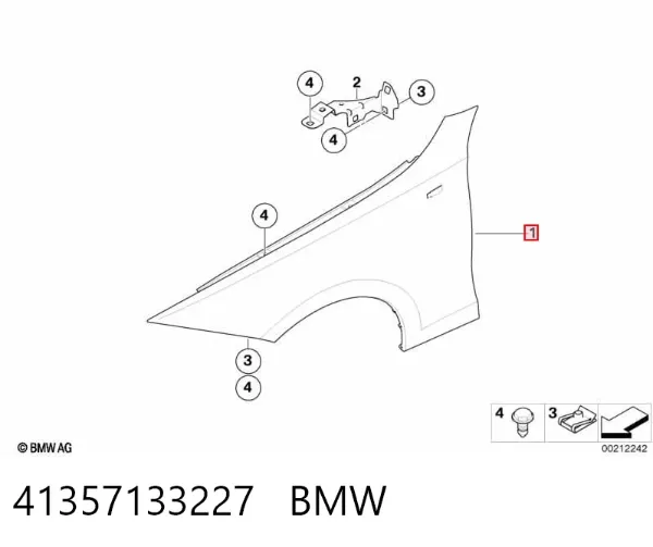 Aleta delantera izquierda 41357133227 BMW