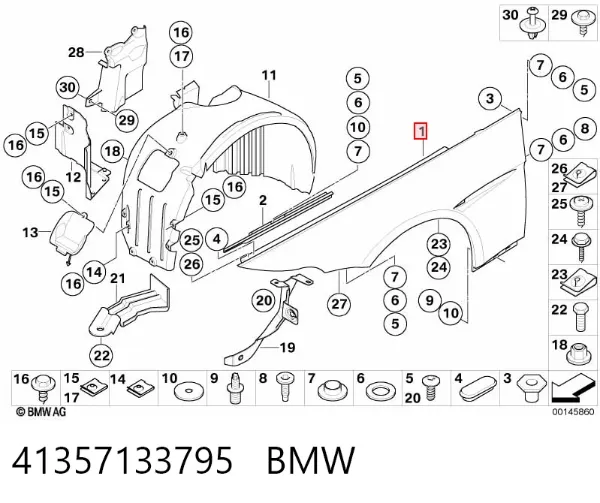 Aleta delantera izquierda 41357133795 BMW