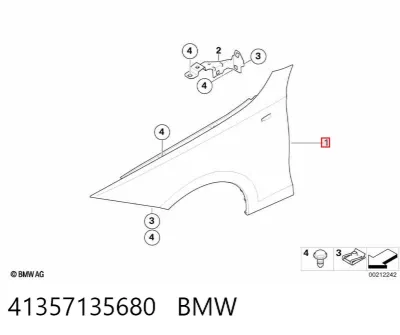 Aleta delantera derecha BMW 41357135680