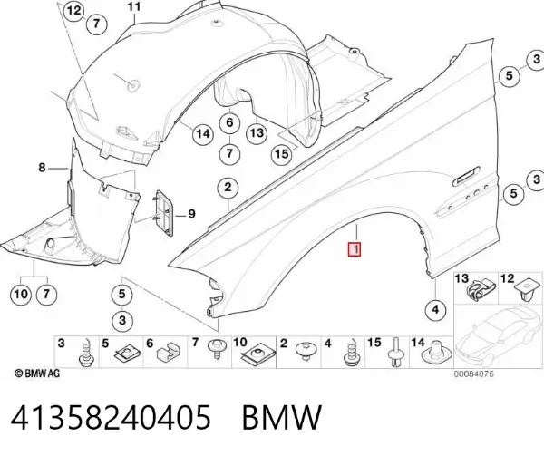 Aleta delantera izquierda 41358240405 BMW