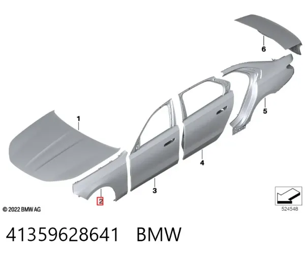 Aleta delantera izquierda 41359628641 BMW