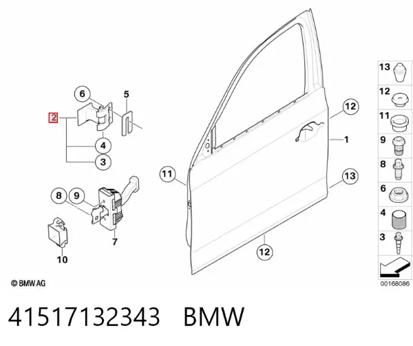Bisagra de puerta delantera izquierda 41517132343 BMW
