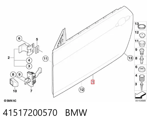 Puerta delantera derecha 41517200570 BMW
