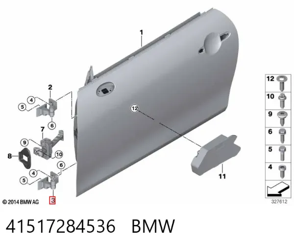 Bisagra de la puerta delantera derecha 41517284536 BMW