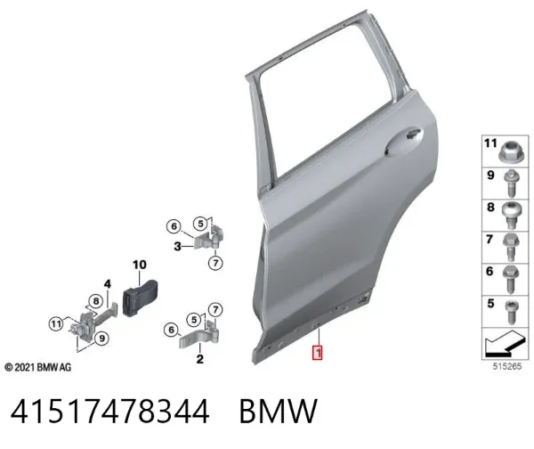 Puerta trasera derecha 41517478344 BMW