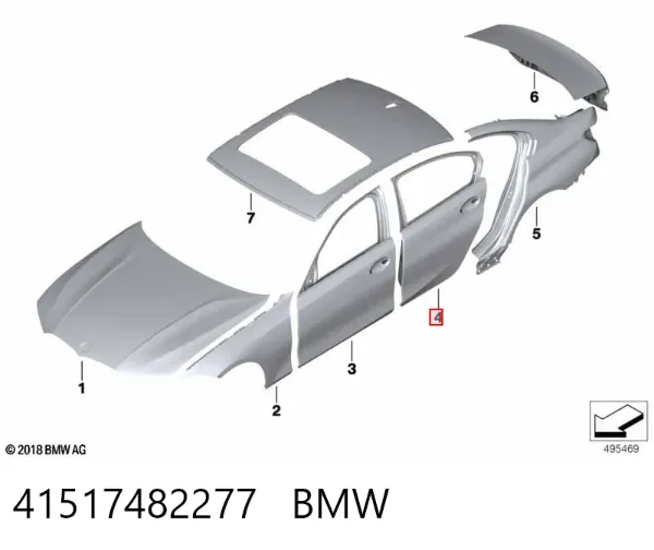 Puerta trasera izquierda 41517482277 BMW