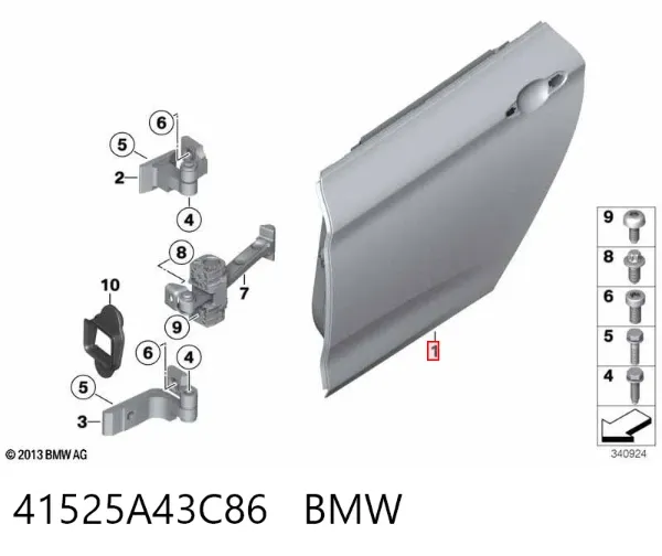 Puerta trasera derecha 41525A43C86 BMW