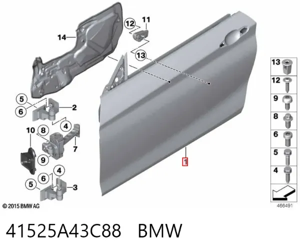 Puerta delantera derecha 41525A43C88 BMW