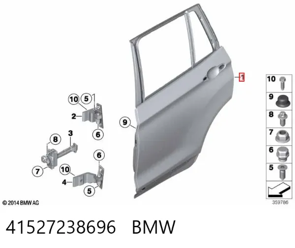 Puerta trasera derecha 41527238696 BMW