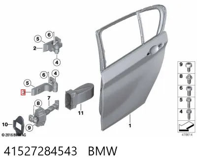 Bisagra de puerta trasera izquierda BMW 41527284543