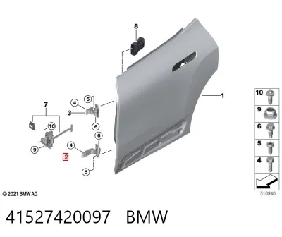 Bisagra de puerta trasera izquierda BMW 41527420097
