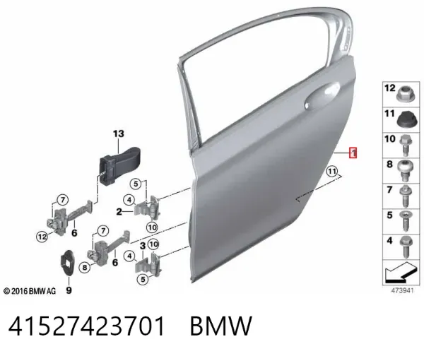 Puerta trasera izquierda 41527423701 BMW