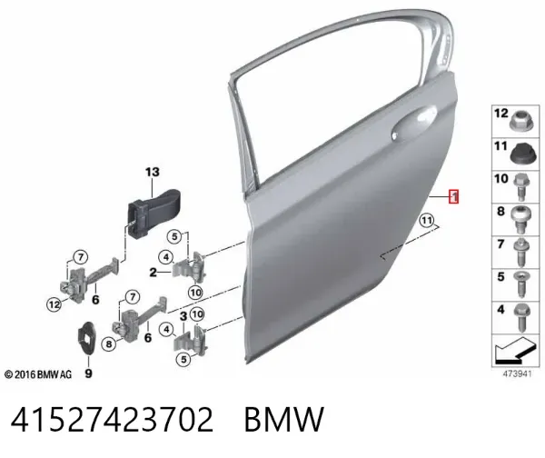 Puerta trasera derecha 41527423702 BMW