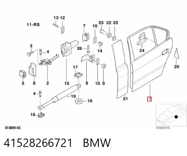 Puerta trasera izquierda 41528266721 BMW
