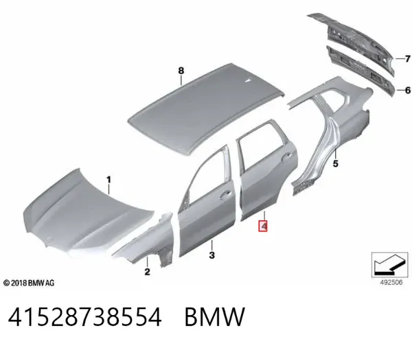 Puerta trasera derecha 41528738554 BMW