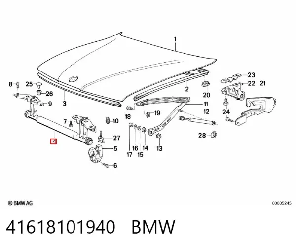 Bisagra del capó 41618101940 BMW