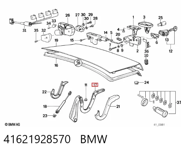 Bisagra de la tapa del maletero 41621928570 BMW