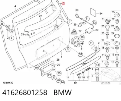 Amortiguador de la tapa del maletero BMW 41626801258