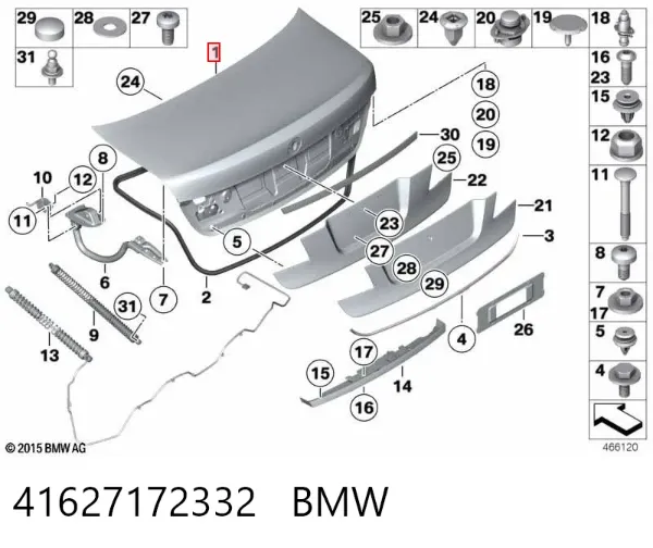 Tapa maletero BMW 7 F01, F02, F03, F04