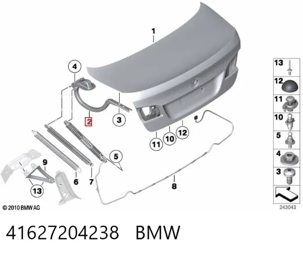 Bisagra de la tapa del maletero 41627204238 BMW