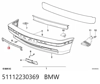 Moldura central del parachoques trasero BMW 51112230369
