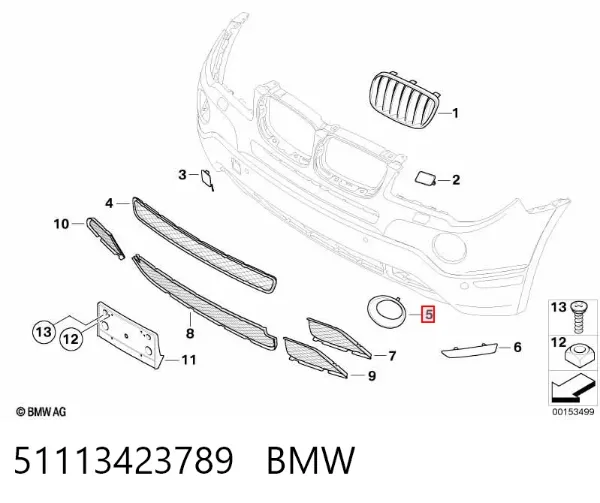 Embellecedor de faro antiniebla izquierdo 51113423789 BMW