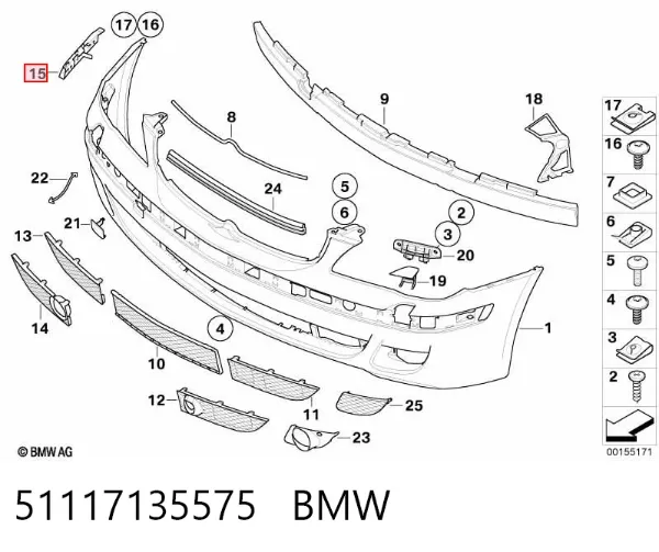 Soporte de parachoques delantero izquierdo 51117135575 BMW