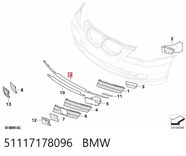 Embellecedor central del parachoques delantero 51117178096 BMW