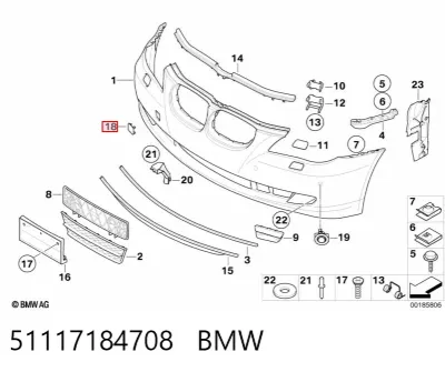 Tapa del gancho de remolque del parachoques delantero BMW 51117184708