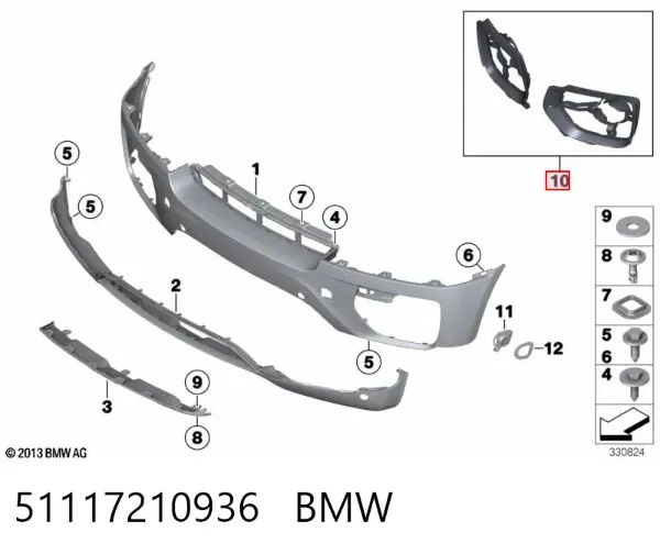 Soporte de montaje del faro delantero 51117210936 BMW