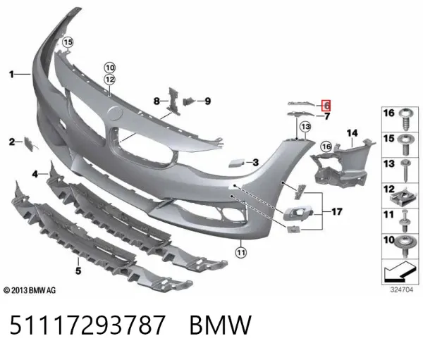 Soporte de parachoques delantero izquierdo 51117293787 BMW
