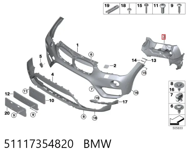 Soporte de fijación de faro antiniebla derecho 51117354820 BMW