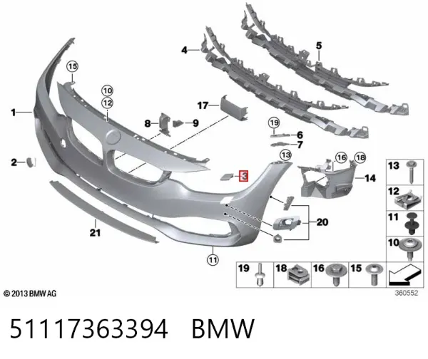 Tapa de la boquilla del lavafaros delantero 51117363394 BMW